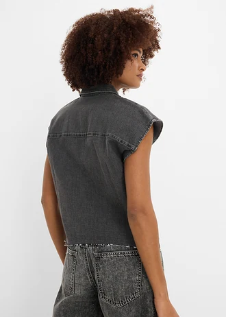 Džínsová blúzka Boxy, krátka • čierna denim used • obchod bonprix