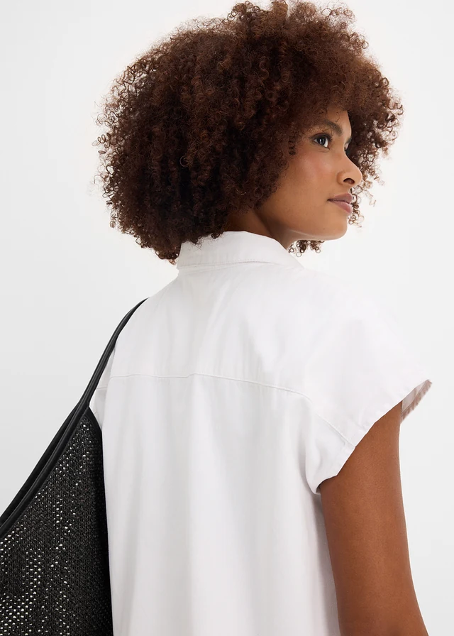 Korte boxy spijkerblouse • wit • product-page.page-title-suffix