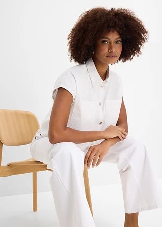 Korte boxy spijkerblouse • wit • bonprix online shop