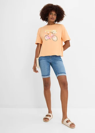 Bermude de blugi cu talie medie • bleu denim uzat • magazin bonprix