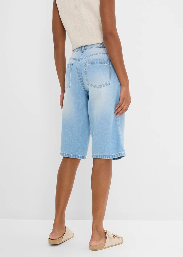 Jeans bermuda, mid waist, Kleur: middelblauw denim used