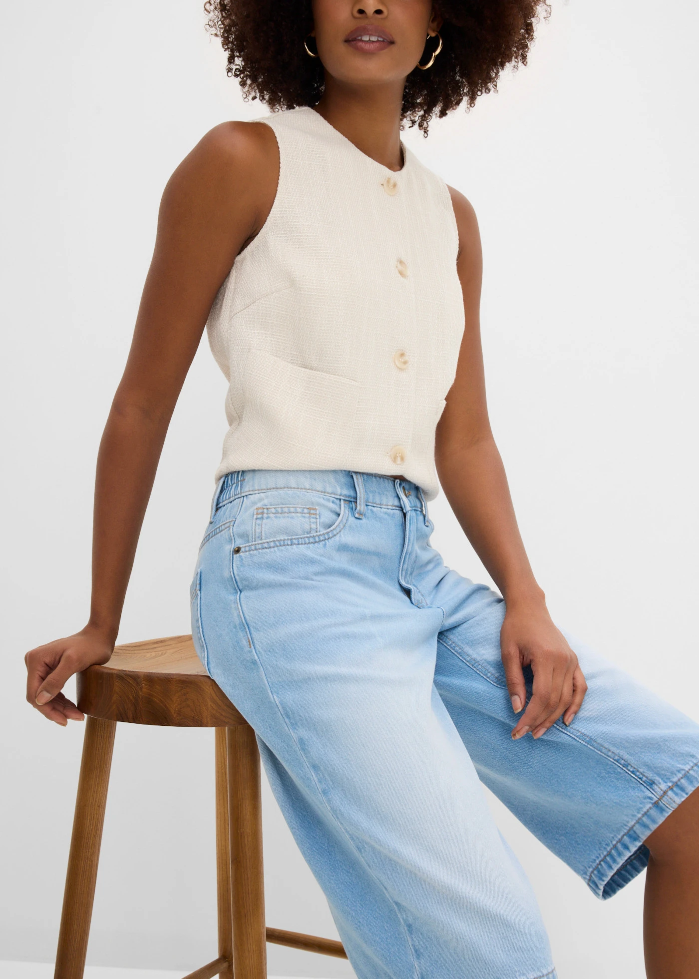 Džínsové bermudy, Mid Waist • stredne modrá denim used • obchod bonprix