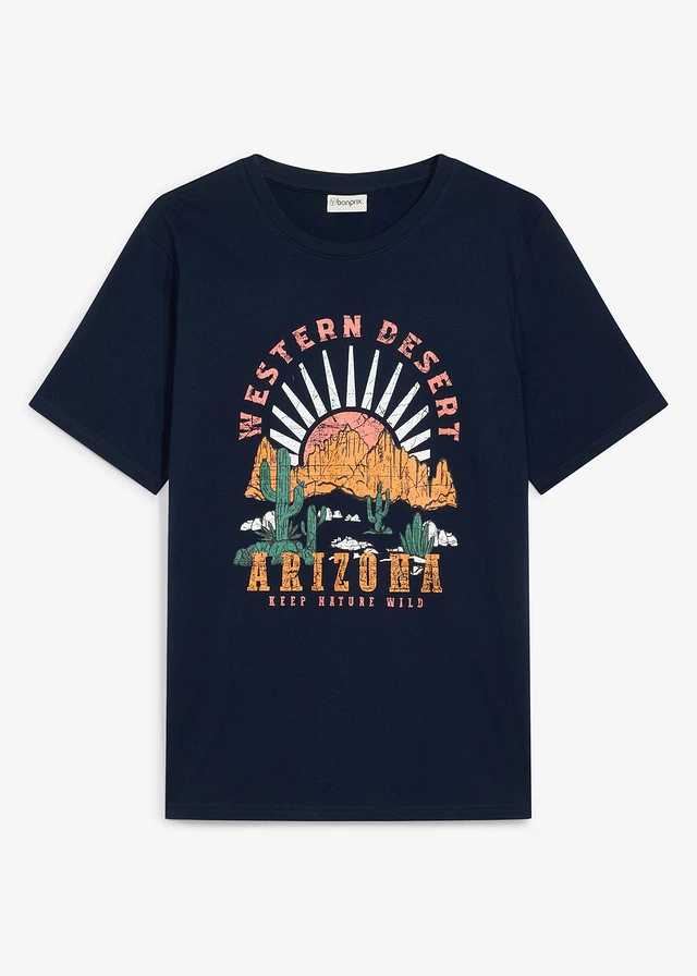 T-shirt van biologisch katoen, Kleur: donkerblauw