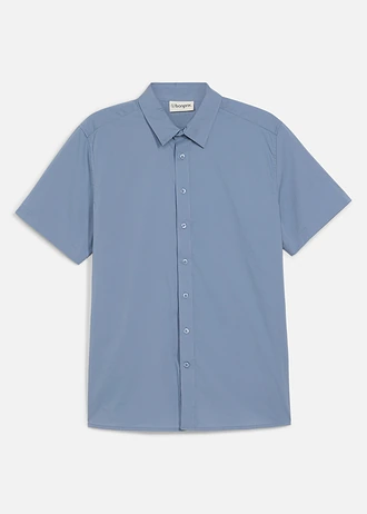 Cămașă slim fit, stretch, cu mânecă scurtă • albastru fumuriu • magazin bonprix