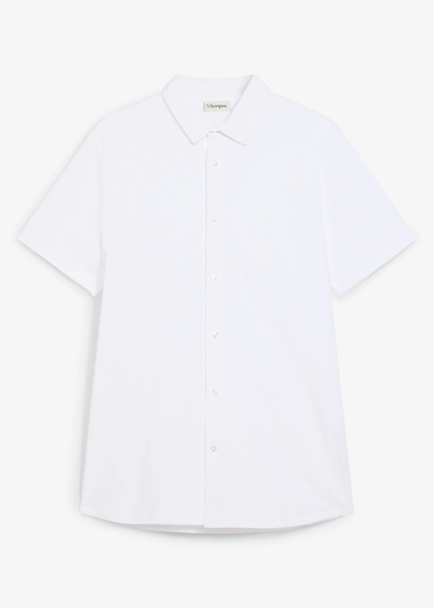 Koszula z krótkim rękawem, uszyta z piki z dużą ilością stretchu, slim fit • biały • sklep bonprix