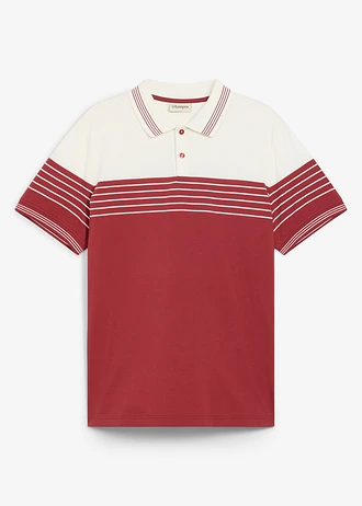 Jersey poloshirt van puur katoen • wolwit/woestijnrood • bonprix online shop