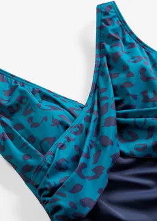 Maillot 1 pièce style croisé • bleu océan-bleu foncé léopard • Boutique bonprix