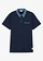 Polo manches courtes à col tissé, Couleur: bleu foncé chiné