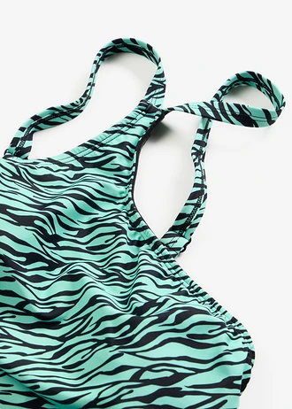 Maillot 1 pièce asymétrique • vert menthe-noir • Boutique bonprix