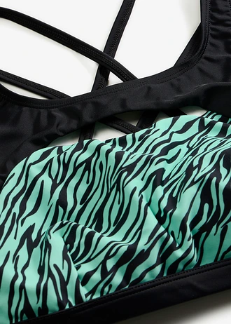 Bikiny bustier (2-dielne) s prestrihom • mentolovo modrá-čierna zebra • obchod bonprix