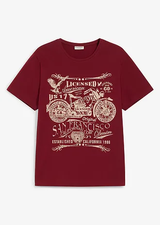 T-shirt van puur katoen • robijnrood met print • bonprix online shop
