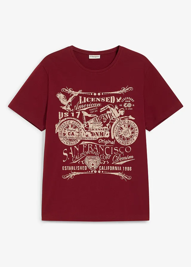 T-shirt 100% coton • rouge rubis imprimé • Boutique bonprix