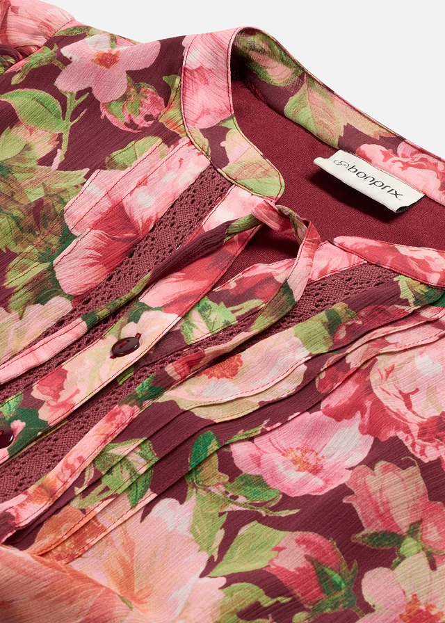 Tuniekjurk met kant • robijnrood gebloemd • product-page.page-title-suffix