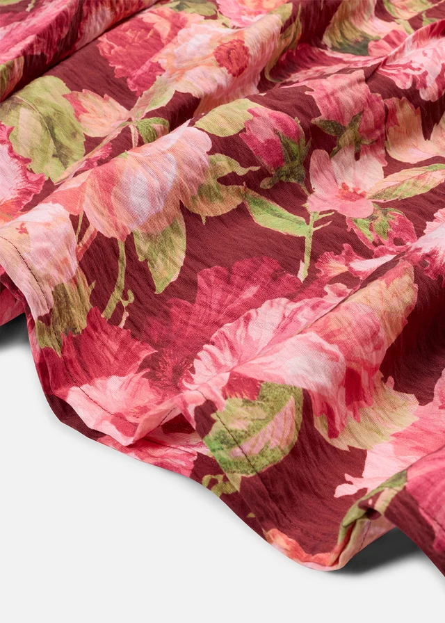 Midi jurk in een soepele viscosemix • robijnrood gebloemd • product-page.page-title-suffix