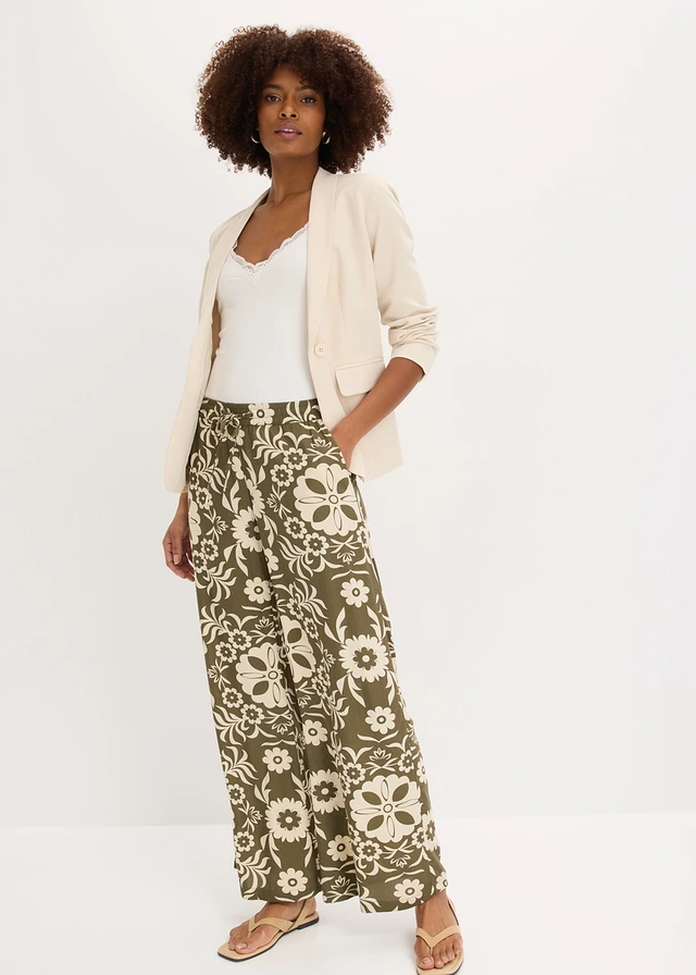 Pantalon large en viscose fluide marron foncé