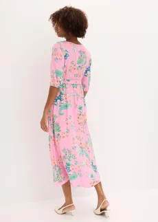 Robe midi en viscose fluide, Couleur: rose floral