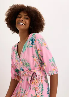 Midi jurk van soepele viscose • roze gebloemd • bonprix online shop