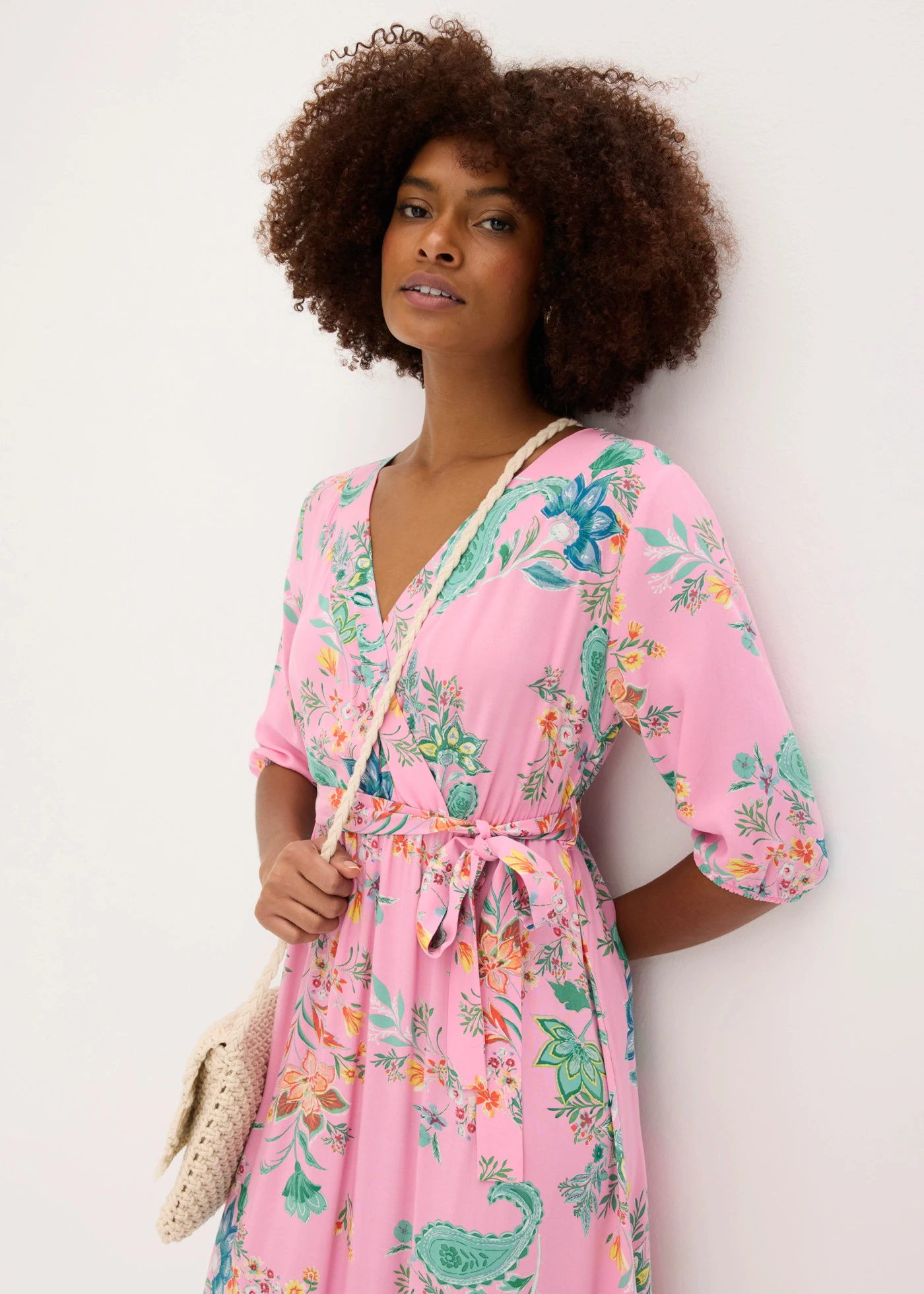 Midi jurk van soepele viscose • roze gebloemd • bonprix online shop