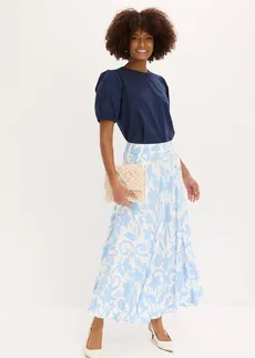 Maxirok van soepele viscose • wolwit/lichtblauw gebloemd • bonprix online shop