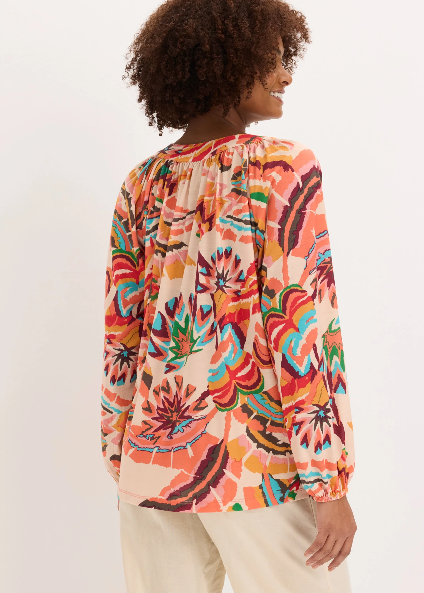 Blouse en jersey • orange-vert floral • Boutique bonprix