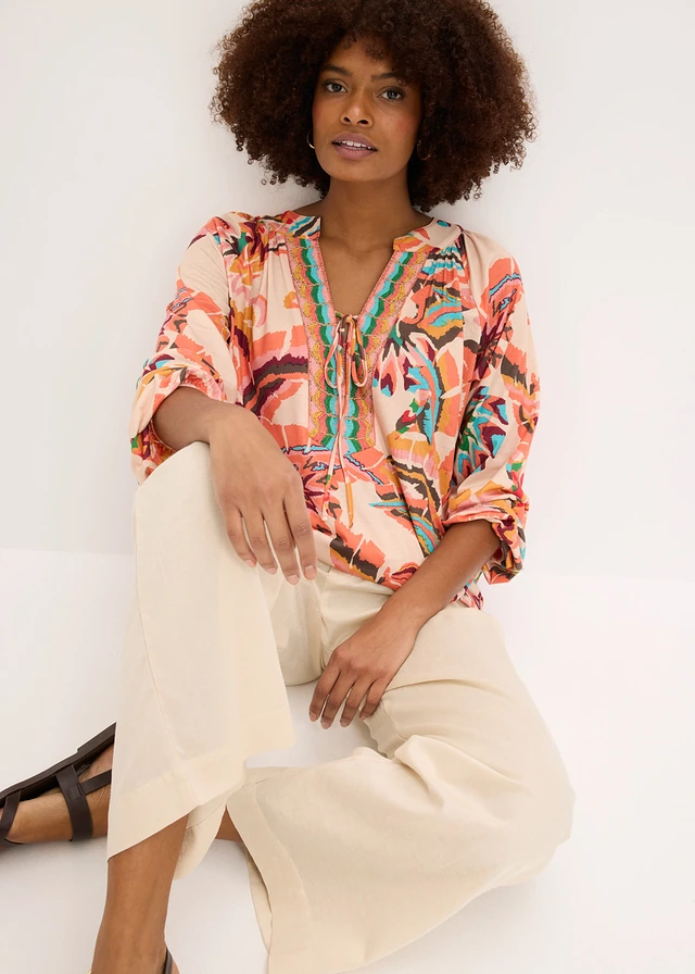 Blouse en jersey • orange-vert floral • product-page.page-title-suffix