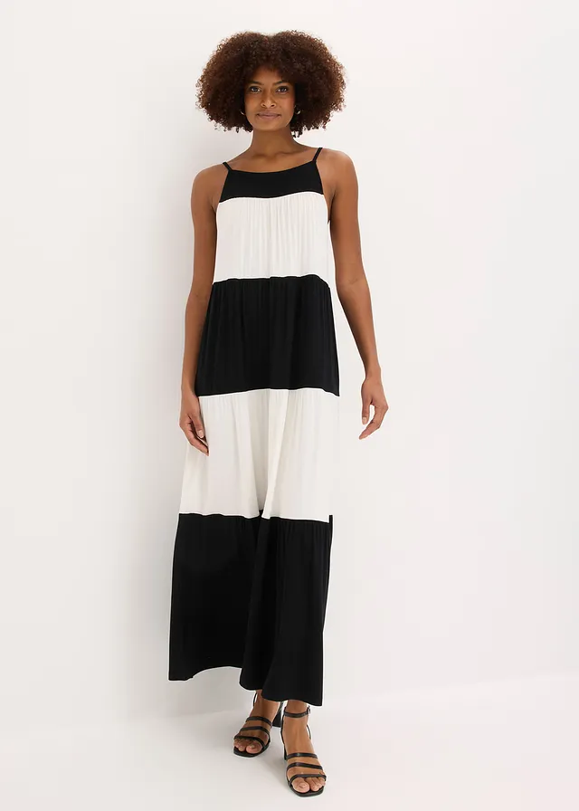 Jersey jurk van een zachte viscosemix • zwart/wolwit • product-page.page-title-suffix