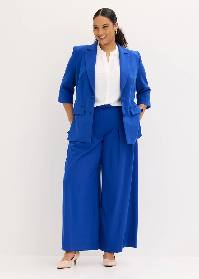 Blazer met modieus geaccentueerde schouders, Kleur: kobaltblauw