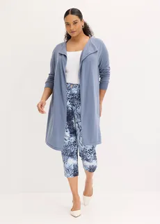 Long gilet en maille de coton mélangé, Couleur: bleu fumé