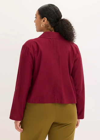 Blousejasje van een linnenmix, Kleur: esdoornrood