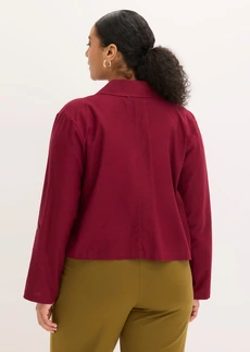 Halenkový kabátek z lněné směsi, barva: javorově červená