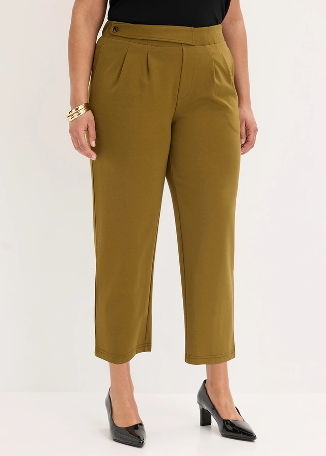 Pantalon barrel à pinces, Couleur: vert nature