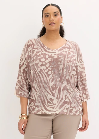 Trui met vleermuismouwen, Kleur: kiezelbeige zebraprint