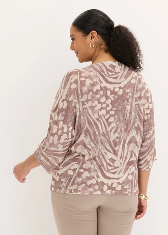 Trui met vleermuismouwen, Kleur: kiezelbeige zebraprint
