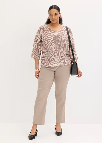 Trui met vleermuismouwen, Kleur: kiezelbeige zebraprint