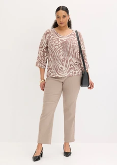 Svetr s netopýřími rukávy, barva: šedobéžová se zebřím vzorem