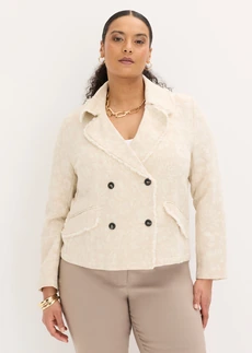 Jasje van katoenjacquard met linnen, Kleur: lichtsand