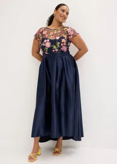 Robe de soirée, Couleur: bleu foncé floral