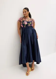 Robe de soirée, Couleur: bleu foncé floral