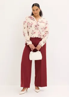 Pantalon large à pinces, Couleur: rouge rubis