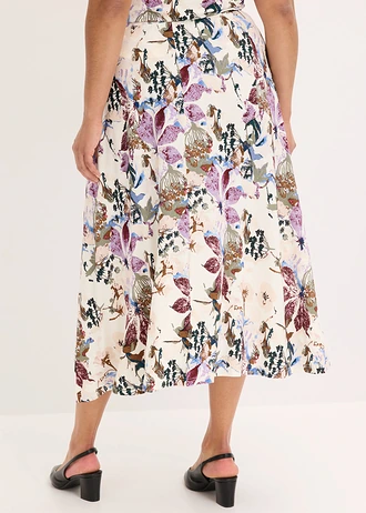 Rok met soepele viscose, Kleur: ecru gebloemd