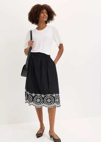 Shirt van een zachte viscosemix met broderie anglaise • wit • bonprix online shop