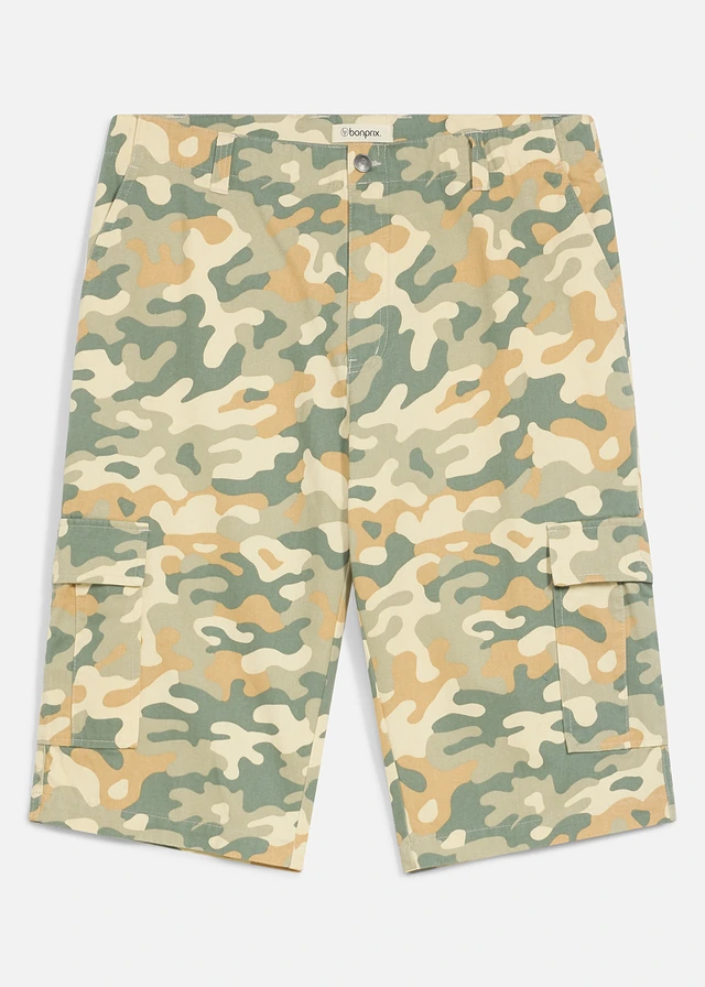 Bermudy bojówki z diagonalu, loose fit • moro • sklep bonprix