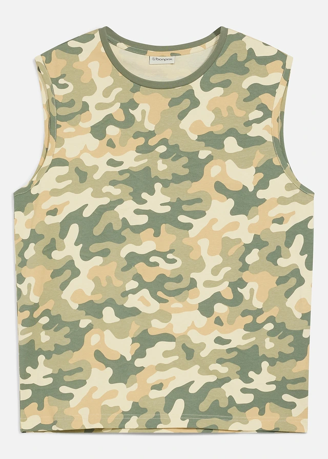 Muscle shirt van puur biologisch katoen, loose fit • camouflage • bonprix online shop