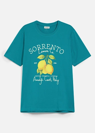 Tricou din bumbac 100%, culoare: turcuoaz cobalt, cu imprimeu