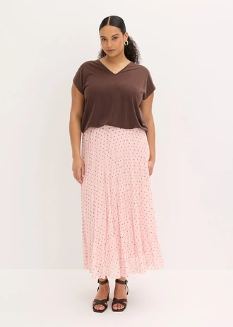 T-shirt en piqué de viscose, Couleur: marron foncé