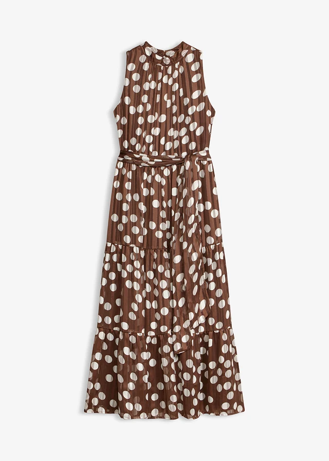 Chiffon jurk met glitter, Kleur: bruin/wolwit gestipt