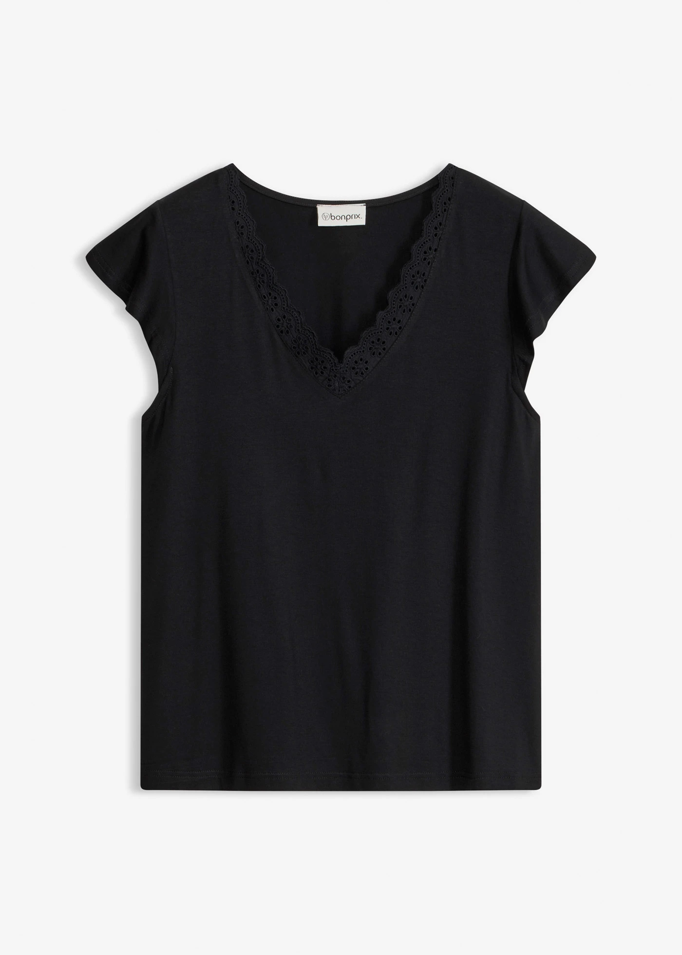 T-shirt z mieszanki wiskozy • czarny • sklep bonprix
