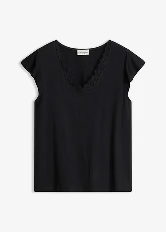 T-shirt en viscose extensible • noir • Boutique bonprix