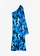 One shoulder galajurk met bloemenapplicatie, Kleur: blauw gebloemd