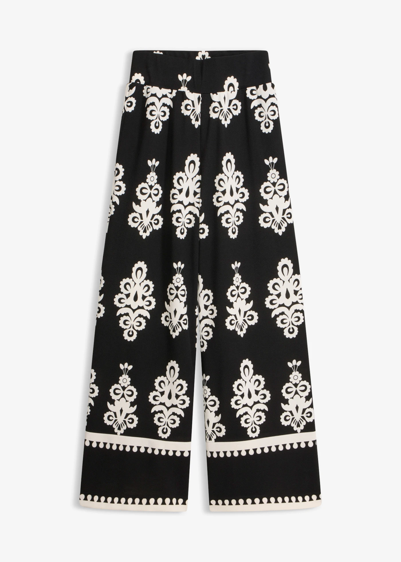 High Waist dzsörzé nadrág • fekete/fehér mintás • bonprix áruház